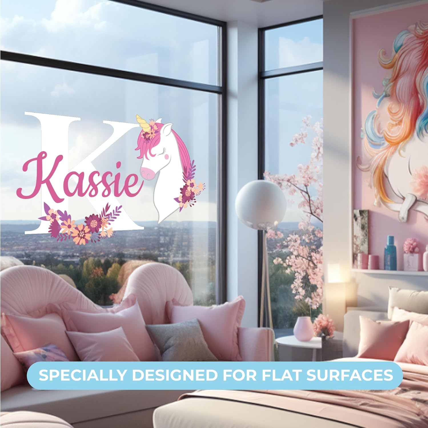 Personalized Name & Initial Unicorn Wall Decals I Girl Room Decorations for Bedroom I Custom Name Wall Decal I Unicorn Wall Decor I Girl Room Unicorn I Multiple Size & Color Options# - Image 7