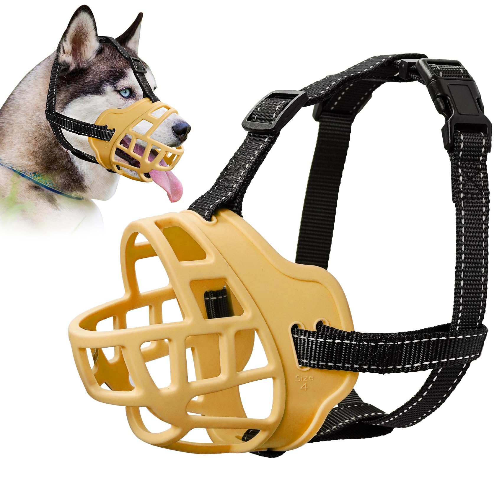 ODRIEW Dog Muzzle for Large Dogs (Luminous Orange, 4) — image 1