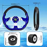 Vista 4 de RASTP Volante de 12.6 pulgadas para barco con adaptador de eje marino de 3/4" para la mayoría de los barcos, embarcaciones, yates, pontones (Azul)