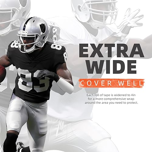 Miniatura 4 de OK TAPE Cinta de césped para fútbol, cinta de kinesiología extra ancha, cinta atlética, cinta deportiva impermeable (blanco) 4 pulgadas x 21 pies