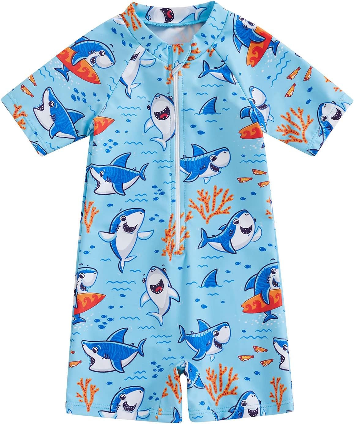 Toddler Baby Boys Girls Cute Shark Zip up Swimsuit Summer Beach Bathing Suit Newborn Swimwear