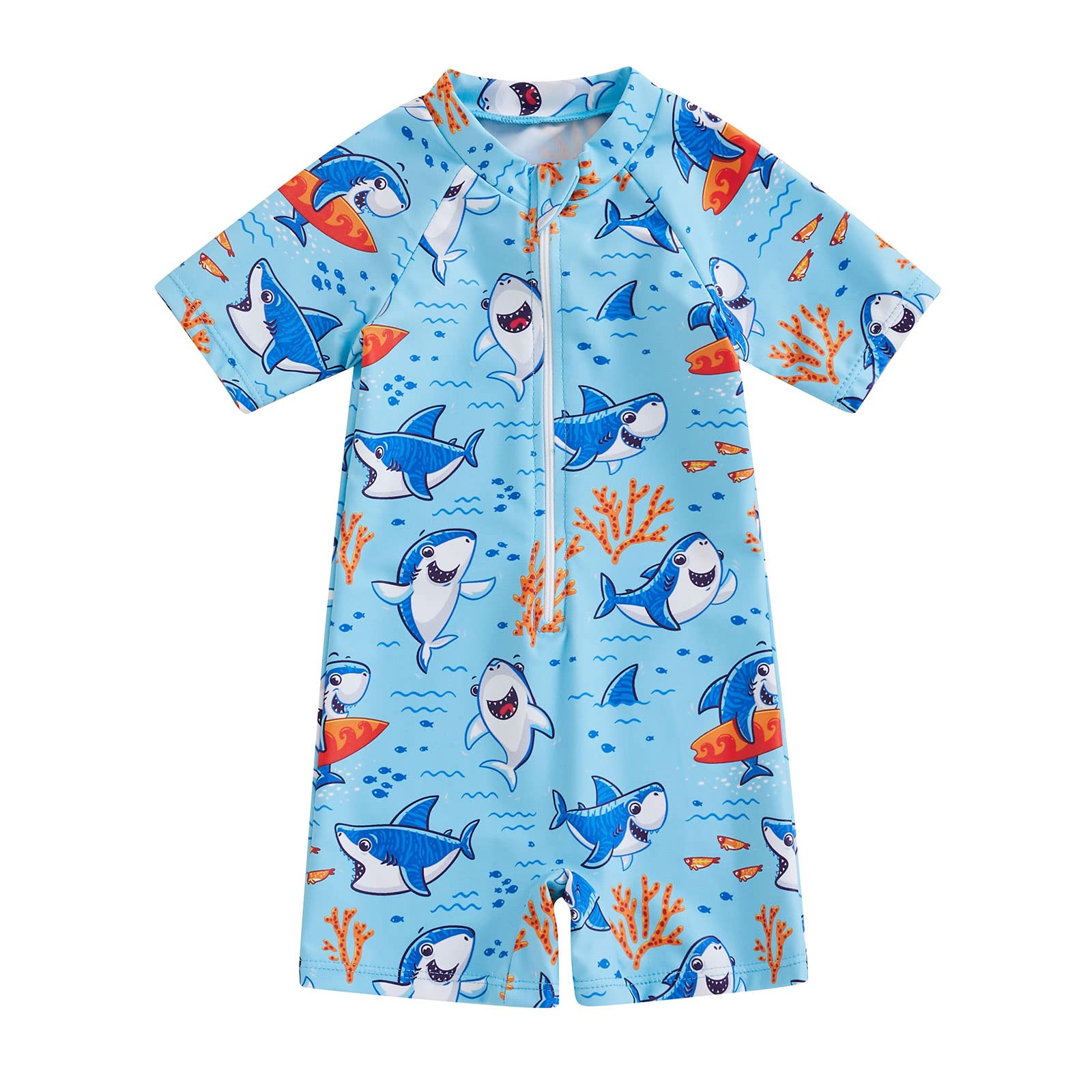 Toddler Baby Boys Girls Cute Shark Zip up Swimsuit Summer Beach Bathing Suit Newborn Swimwear