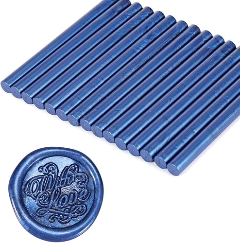 Yoption 15 barras de cera para sellar pistola de pegamento para sello de cera, ideal para invitaciones de boda, tarjetas, sobres (azul)