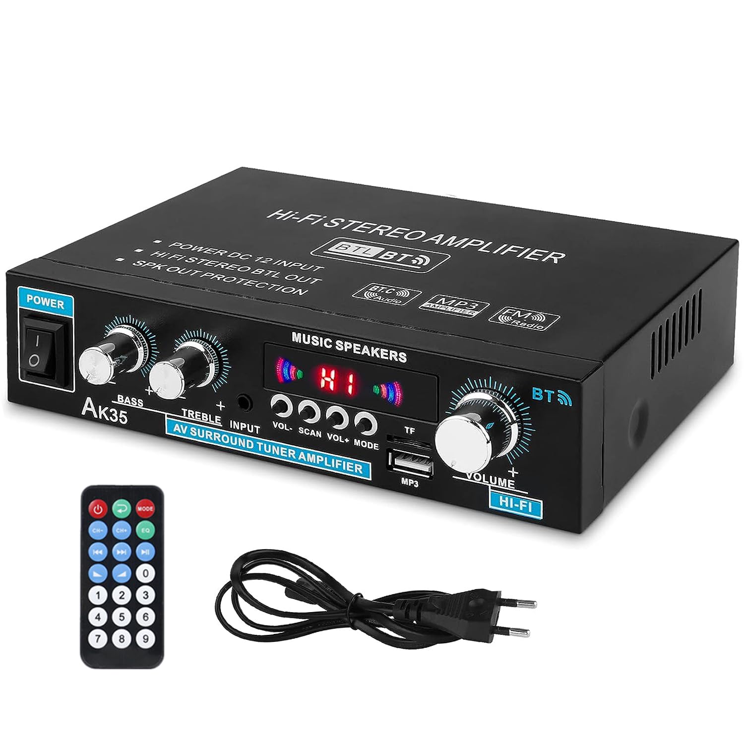 Bluetooth Mini Verstärker 2.0 Kanal 600 Watt Home Audio Stereo Hi-Fi Musik für Passiver Lautsprecher PC TV Auto