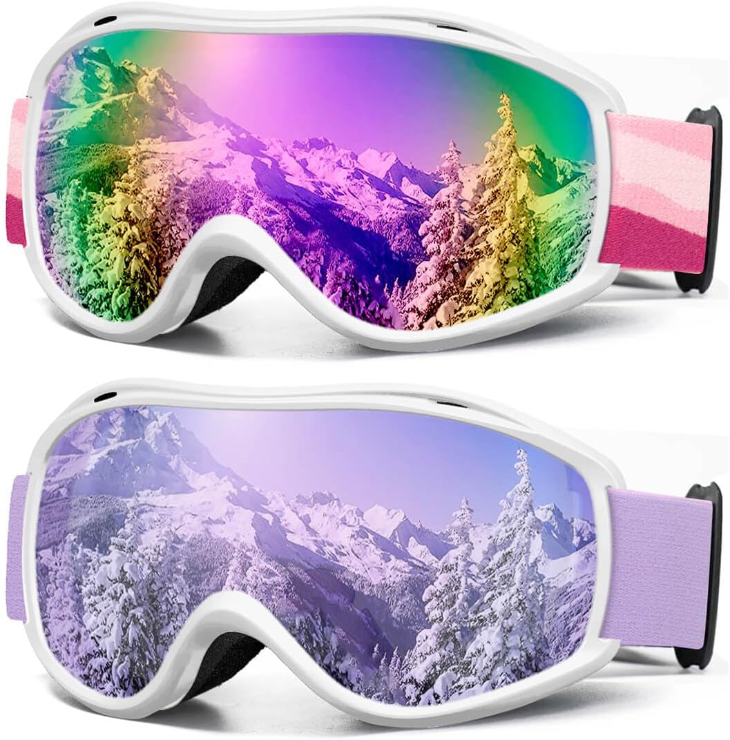 AVV Ski Goggles UV Protection, Anti-Fog Snowboard Snow Goggles OTG for Men Women Adults & Youths