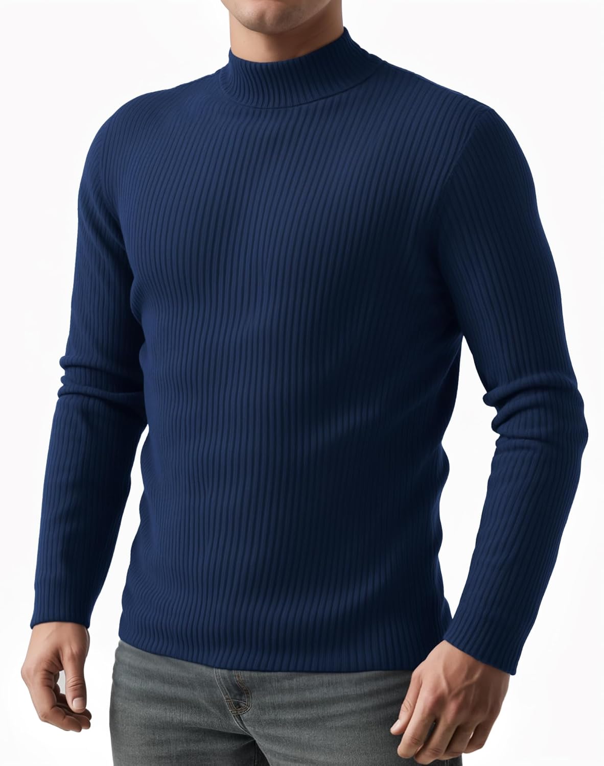 MANGOPOP Men's Mock Turtleneck Shirts Long Sleeve Shirts Pullover Ribbed Sweater Fall Fashion 2025 - Image 2