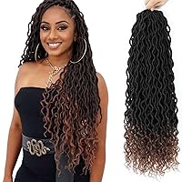 Vista 73 de Rastas de diosa de pelo de ganchillo de 18 pulgadas, 6 paquetes, pelo de ganchillo postizo previamente enrollado, pelo de ganchillo suave