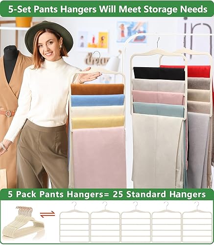 Miniatura 3 de Organizadores y almacenamiento de armario, perchas mágicas para pantalones que ahorran espacio, perchas de terciopelo para organización y