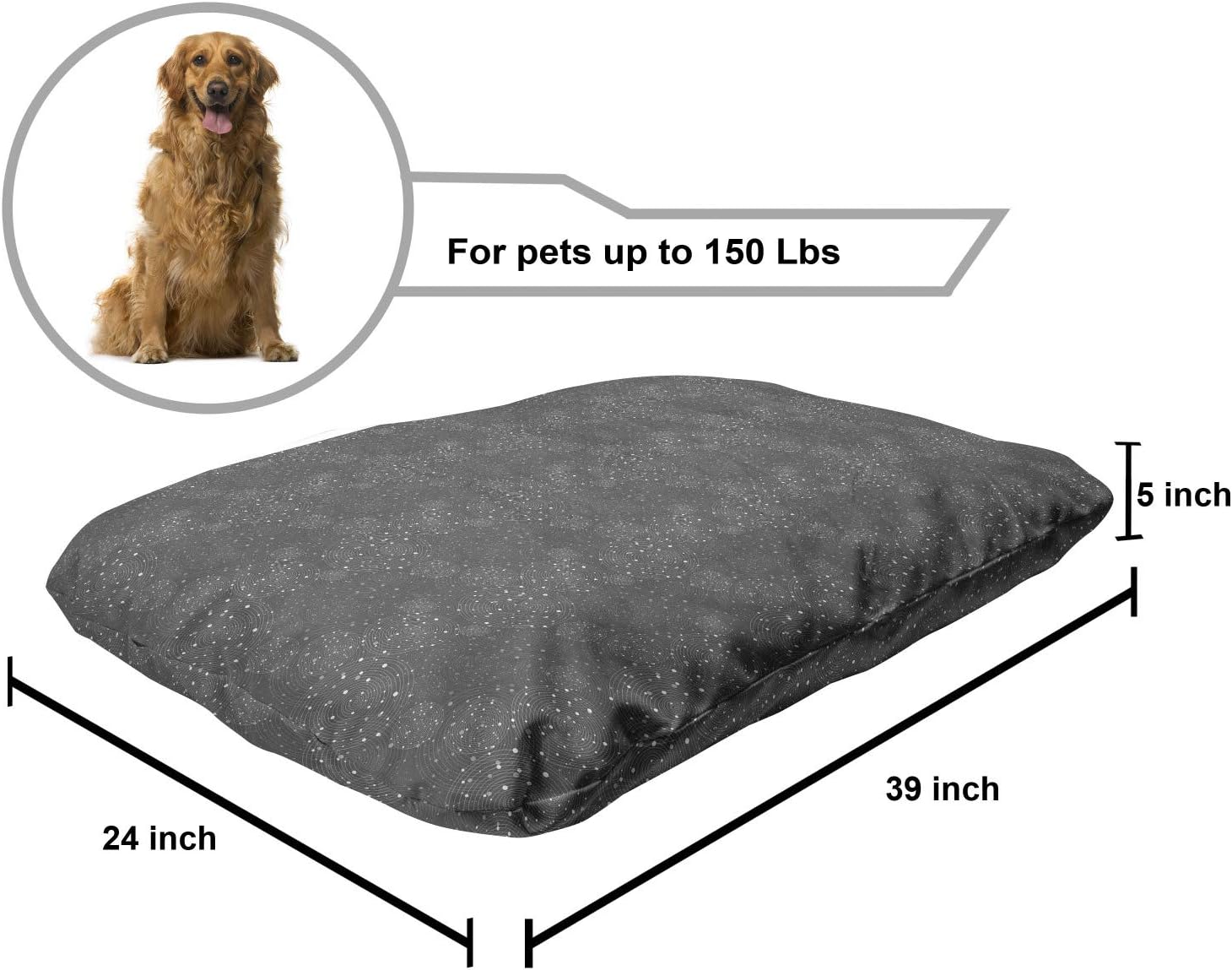 review Lunarable Abstract Pet Bed, Continuous Ethnic Curly Circles Dots Grunge Tones Motifs Illustration, Chew Resistant Pad for Dogs and Cats Cushion with Removable Cover, 24