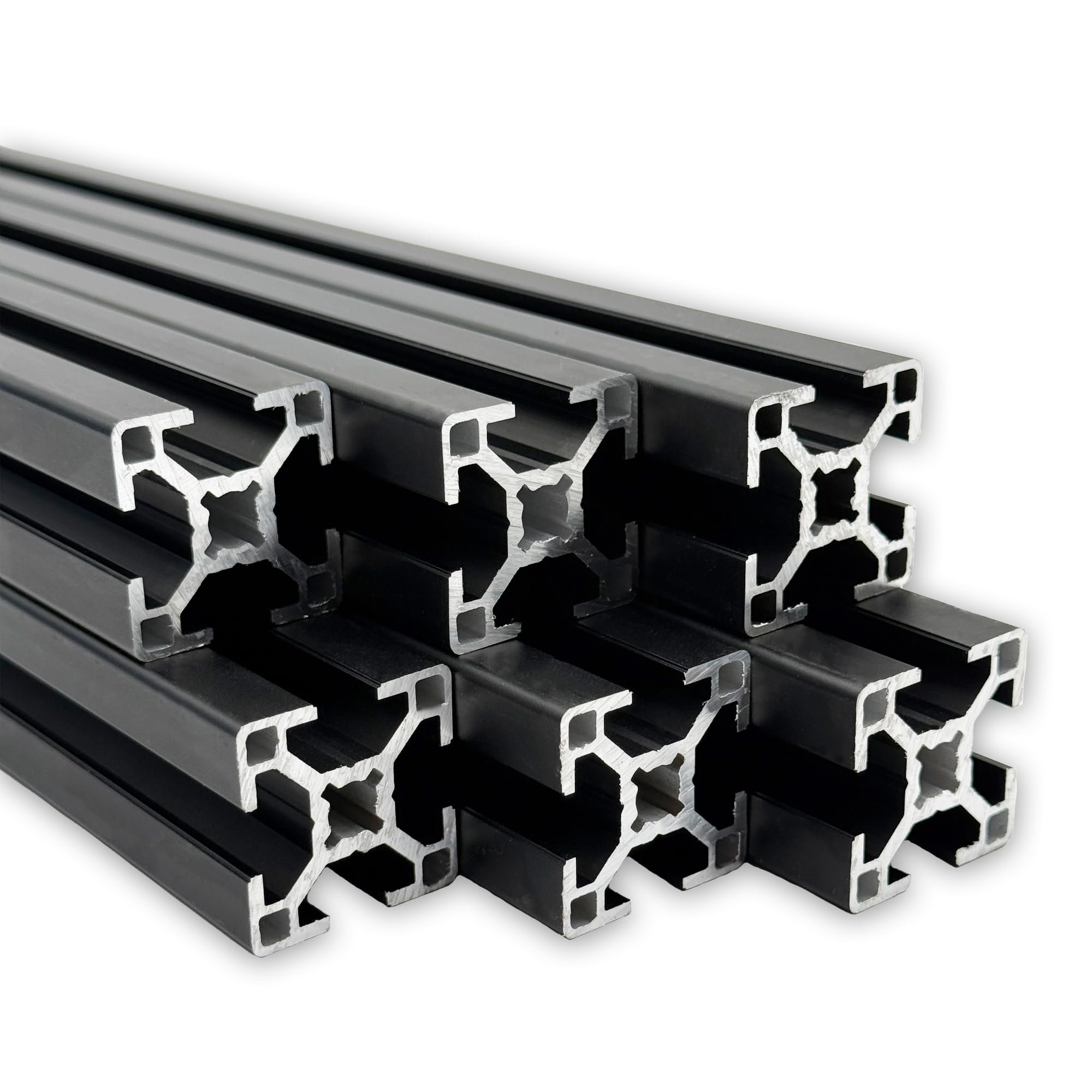 Aluprofil 30x30 mm | Nut 8 | 6 Stück mit 2 meter = 12 Meter | schwarz eloxiert E6/C35 | Aluminium Profil | Nutenprofil | Aluprofil | Alu Profil | Leicht | Montagesystem