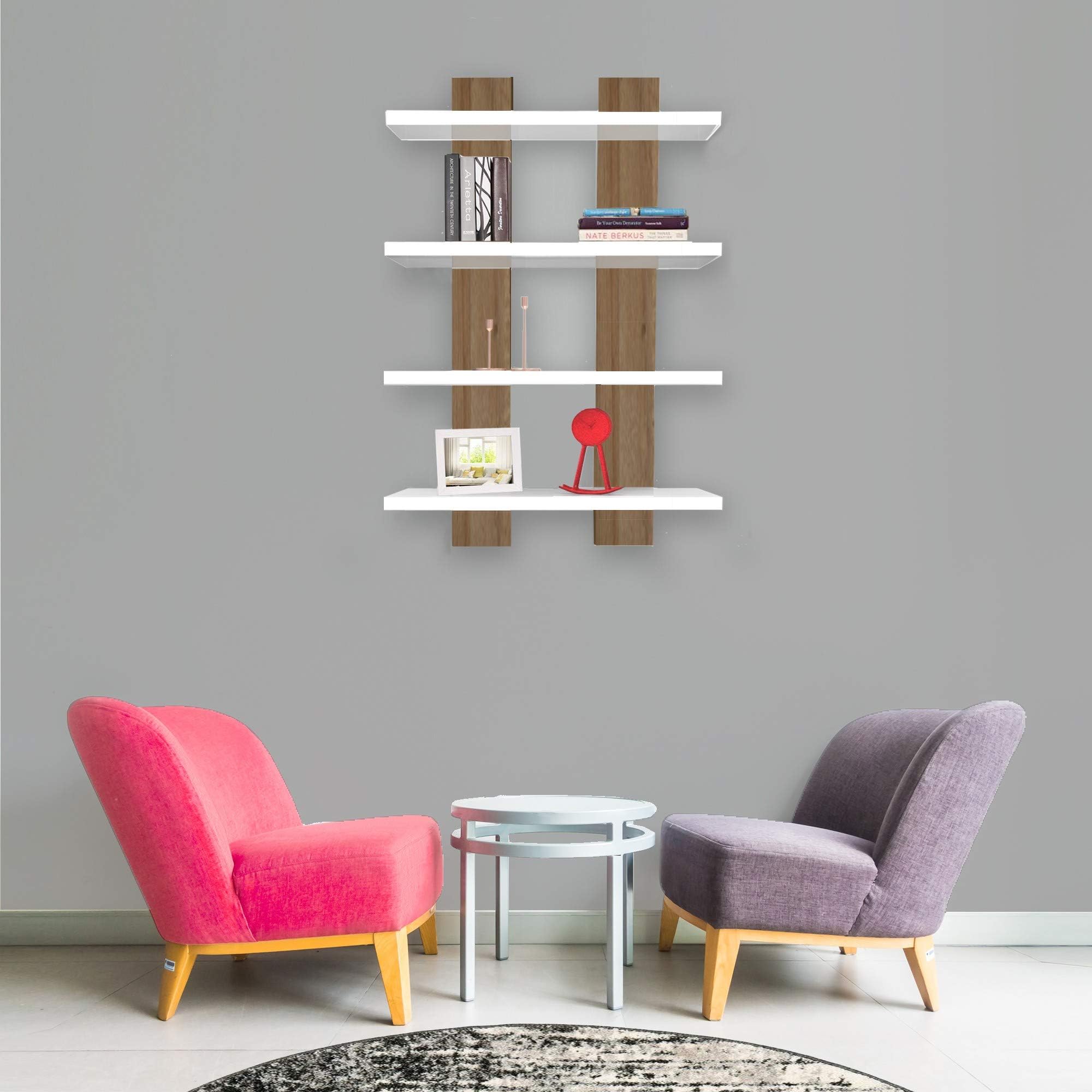 Homemania Shelf 50 x 17 x 80 cm Bianco, Rovere