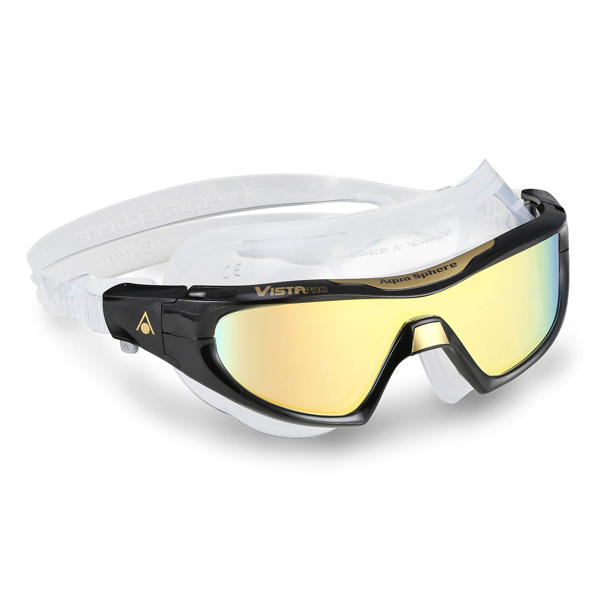 Aquasphere Vista Pro Adult Unisex Swimming Goggles, Made In Italy - Curved Single Lens Design, Clear Fog Free Vision, Water-Tight, Leak Proof, Maximum Comfort For Adventure Swimmers