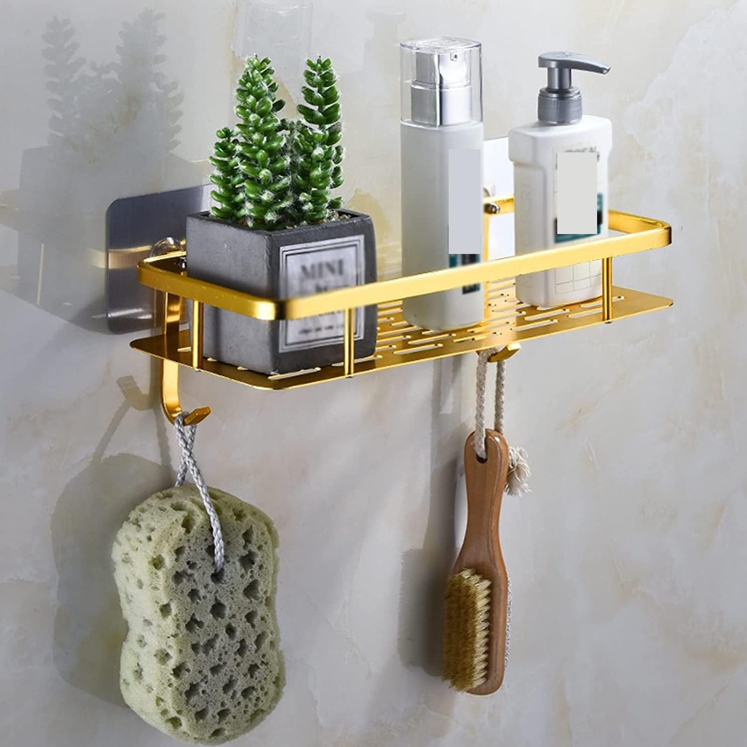 Półka Prysznicowa do Kuchni Łazienka Caddy Półka Półka Pod Prysznic Przestrzeń Aluminiowy Organizer Prysznicowy Przechowywanie Bez Wiercenia Organizer Prysznicowy(Gold)