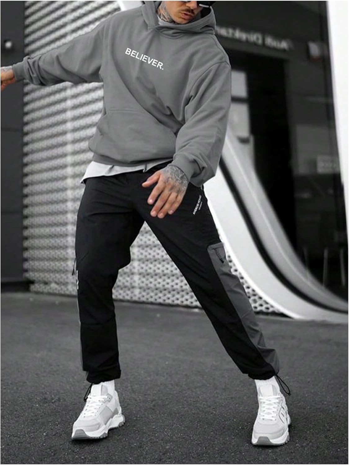 Men's Fall Hoodies Letter Graphic Hooded Sweatshirts Casual Loose Pullover Tops with Pocket - Image 4