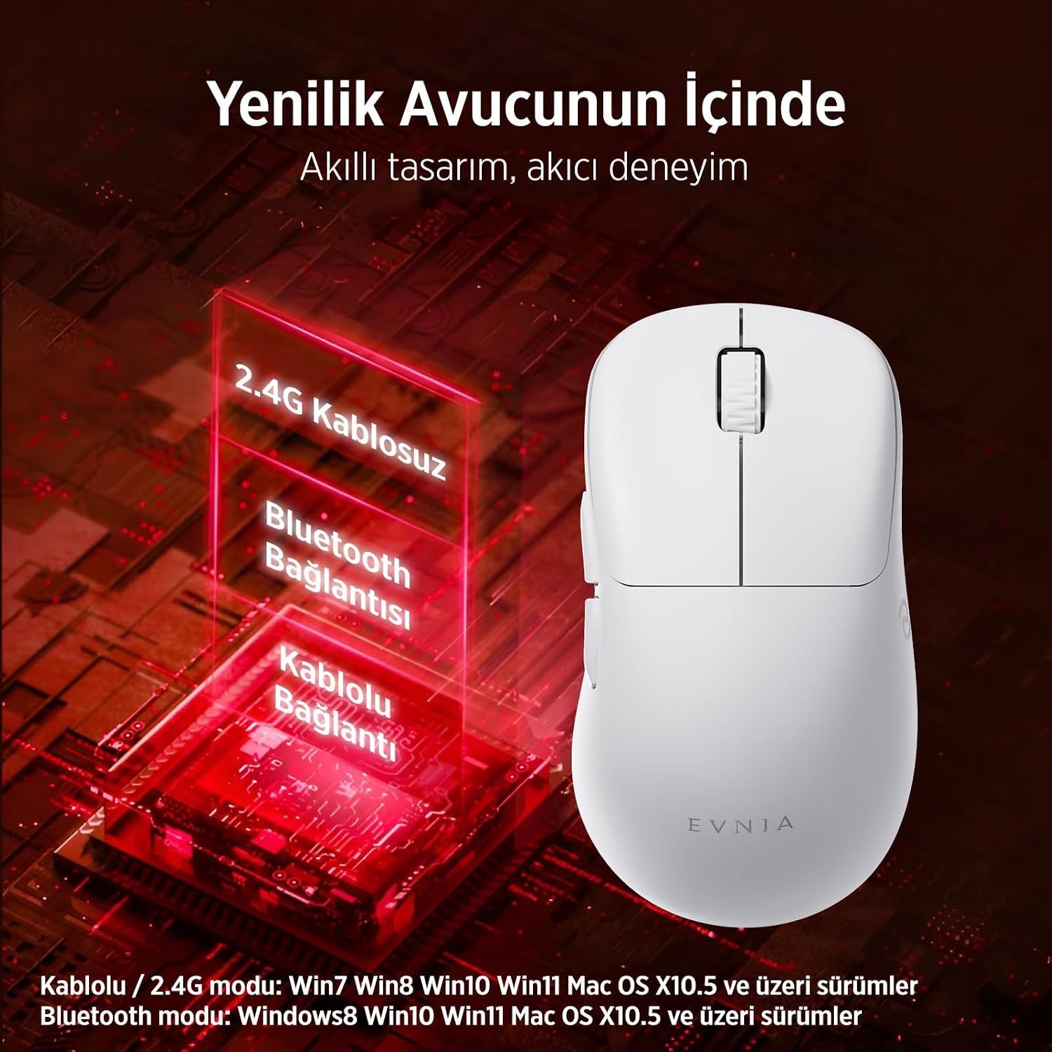 Philips EVNIA Serisi SPK9418 Kablosuz Bluetooth Dual Mod 12000DPI 6 Tuşlu Optik Oyuncu Mouse (Beyaz)