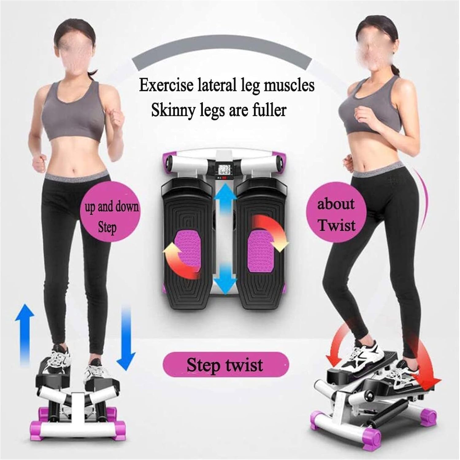 Stepper for Exercise Machine Stair Step Machine Exerciser for Home Use with Resistance Bands 200 Lbs Capacity