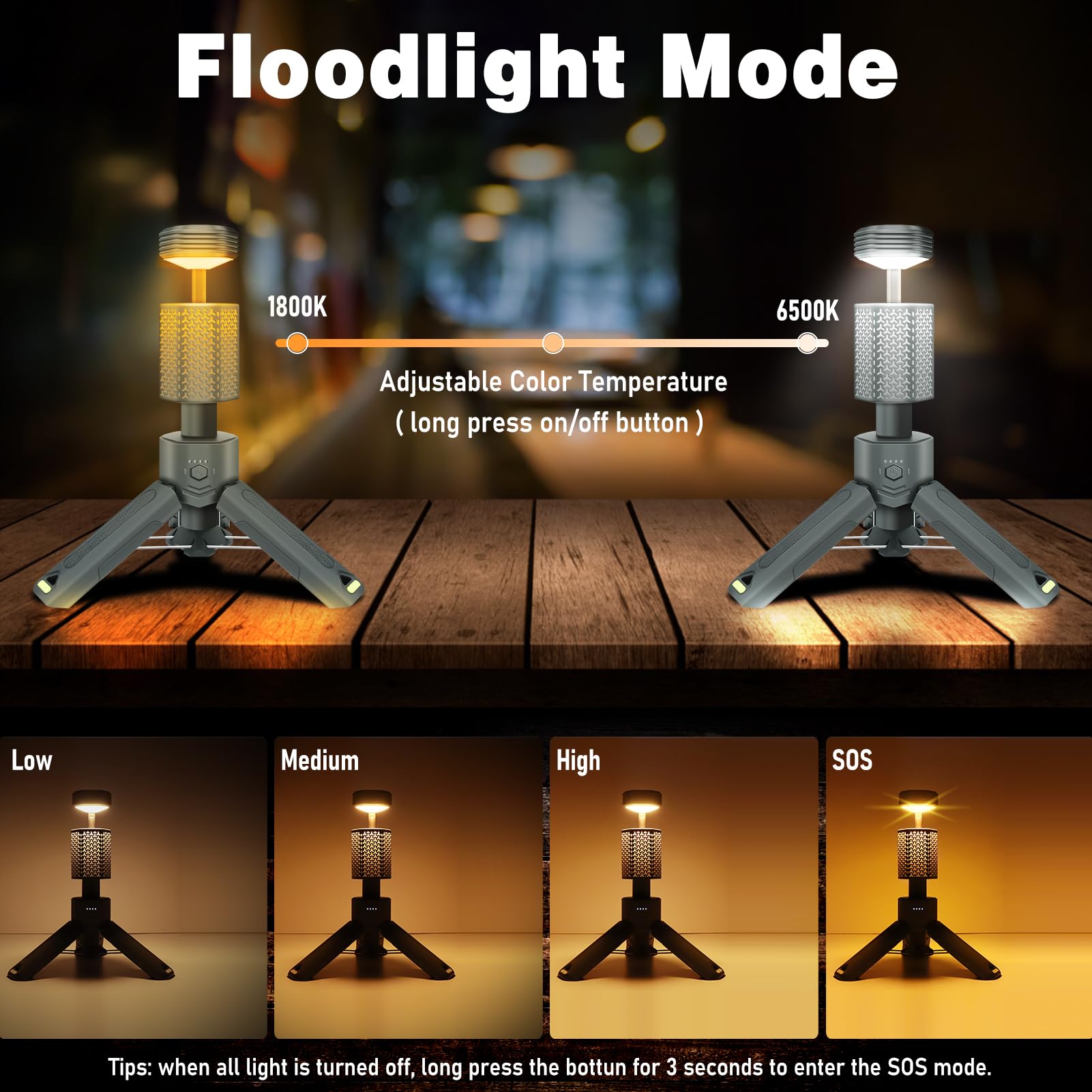 IPX7/IPX5 LED Outdoor Campinglampe Aufladbar, Maximal 35 Stunden Laufzeitc, 10500mAh Einziehbare Campinglicht mit Farbtemperatur Einstellbar, Taschenlampe für Camping Wandern Angeln Notfall