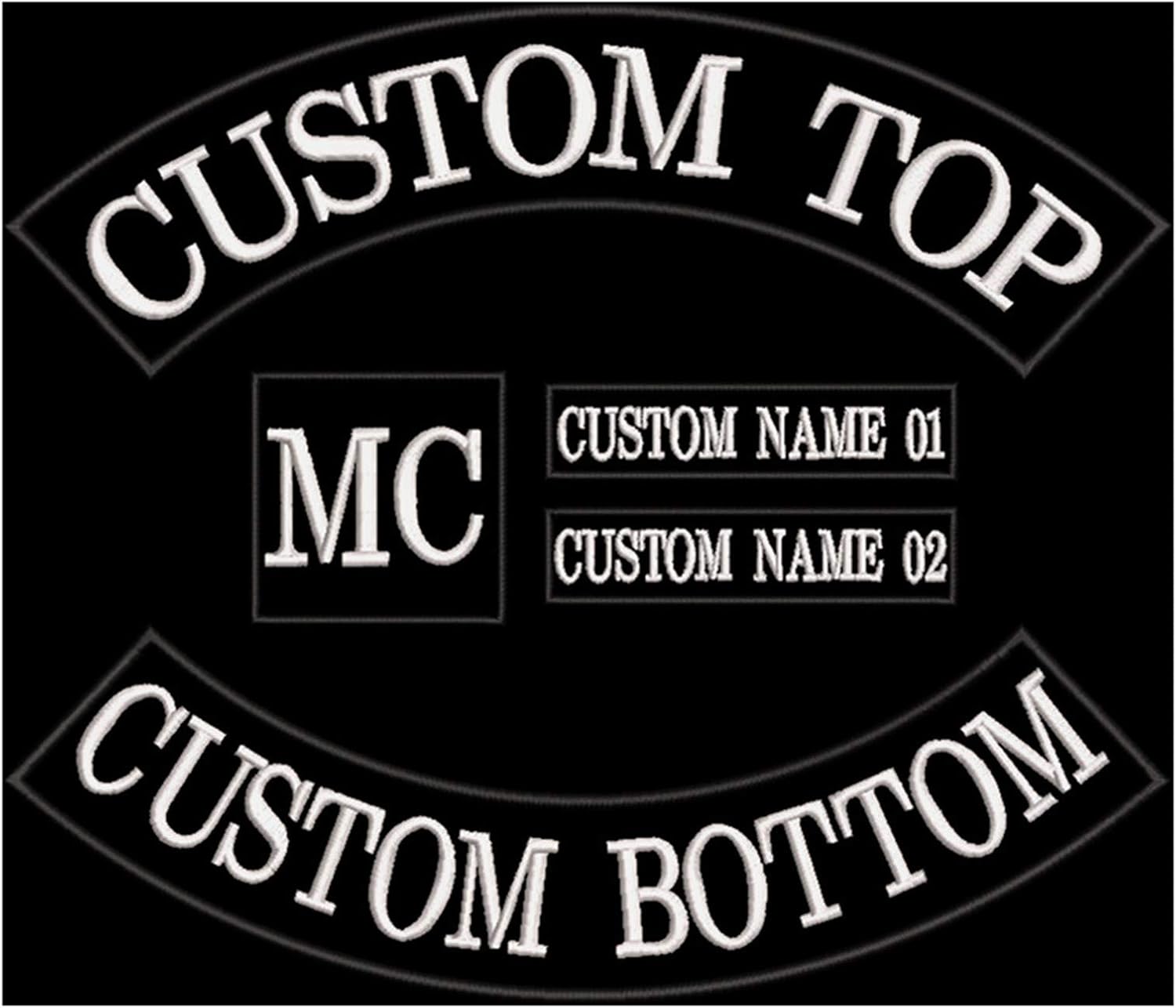 Compre Parches biker MC bordados personalizados PPXP, parches de bordado  personalizado para basculantes Parche de moto Parche de nombre trasero,  juego de parches bordados para chaleco biker (5 Set Streamer-Black Border)  online