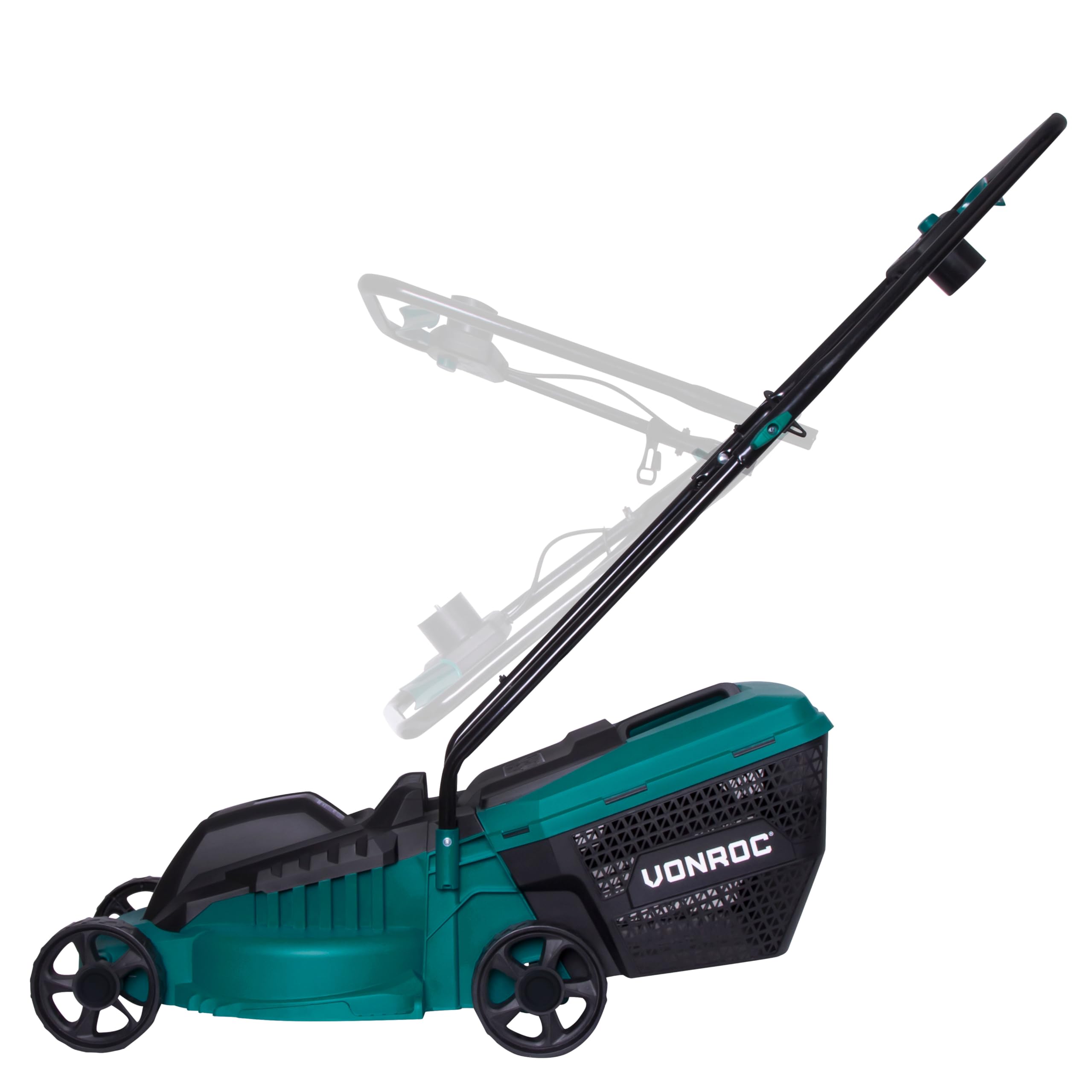 VONROC Cortacésped - 1300W - 32cm de Ancho de Corte - Caja de césped de 30L con indicador de Nivel de llenado - Altura de Corte Ajustable