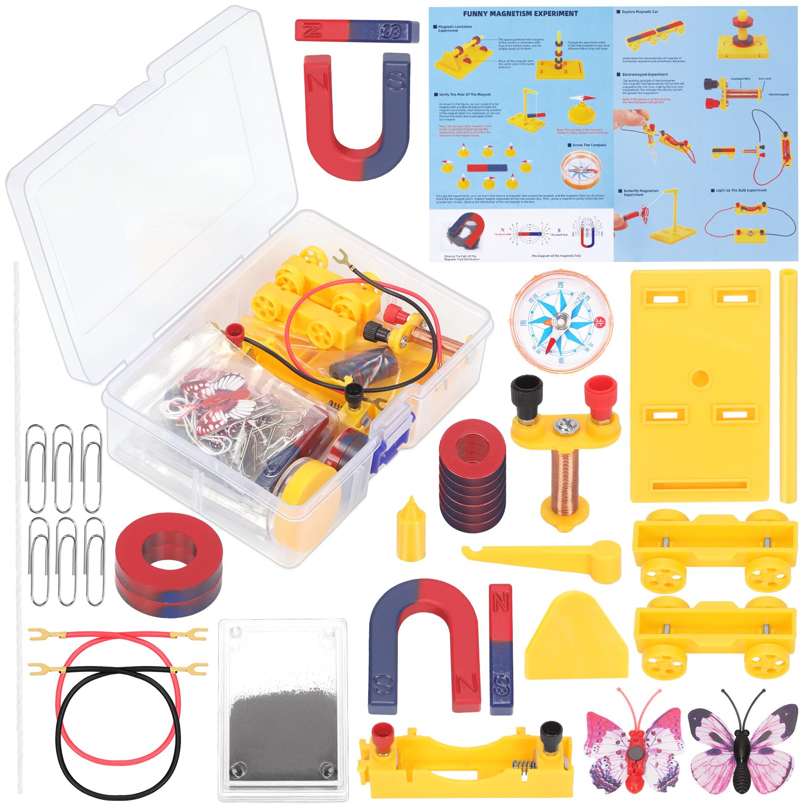 Rustark 39Pcs Science Magnet Kit - Physics Electromagnet Experiment Set - Educational Lab Tools for School Students