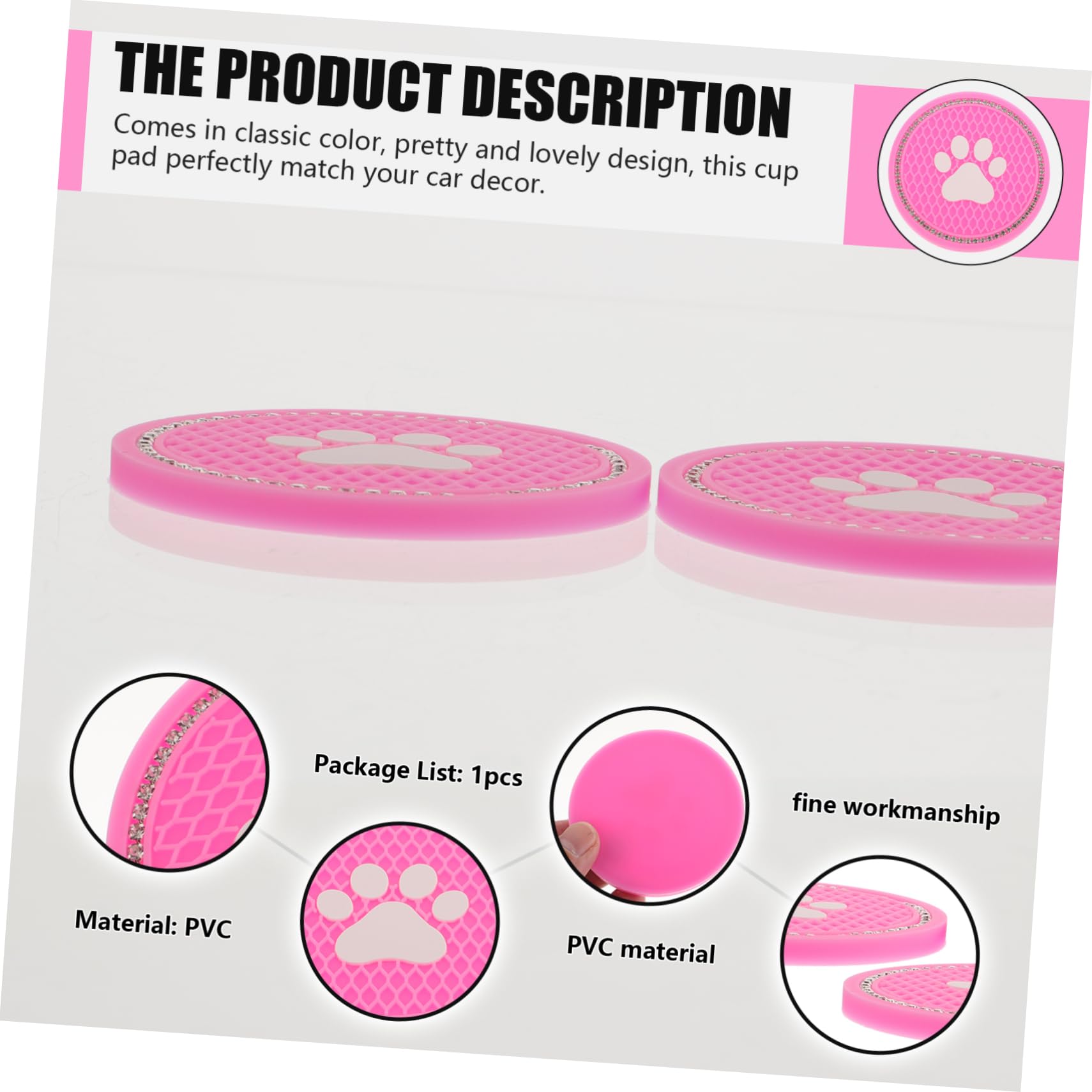 GRIRIW Pcs Cat Claw Pattern Coasters Auto Coasters Diamond Pattern Heatproof Car Cup Pad Stylish Auto Decor for Families