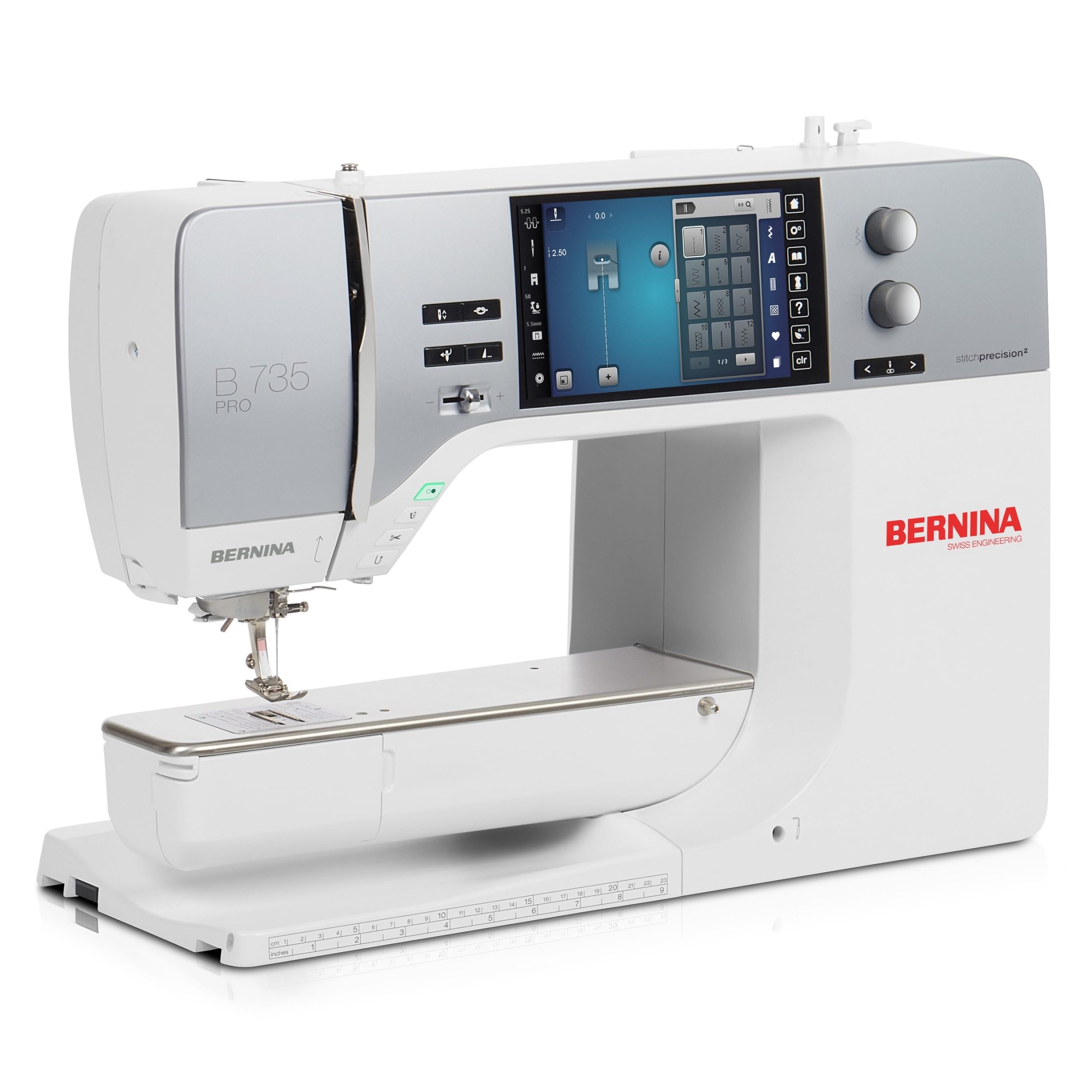 Bernina 735 PRO Näh- und Stickmaschine – stitchprecision², Laser-Nadelposition, WiFi & Stitchout App, 1753 Stiche, 400 Stickmotive