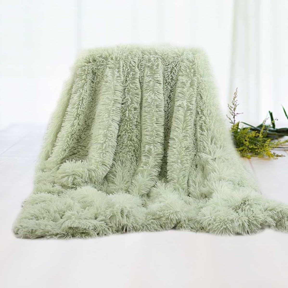 Coperta di Peluche Morbida 130x160 Cm in Poliestere Verde