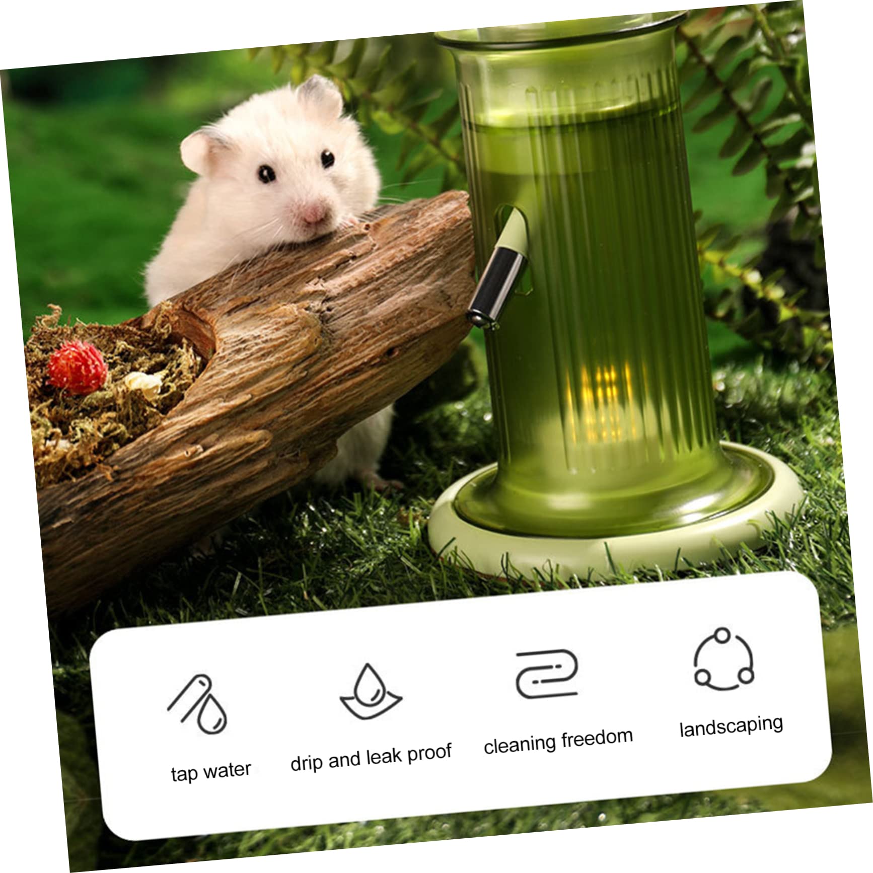 Distributeur d'eau Automatique Facile à Utiliser en Polypropylène Vert et Bouteille en Support Pratique pour Hamster et Chinchilla Sol
