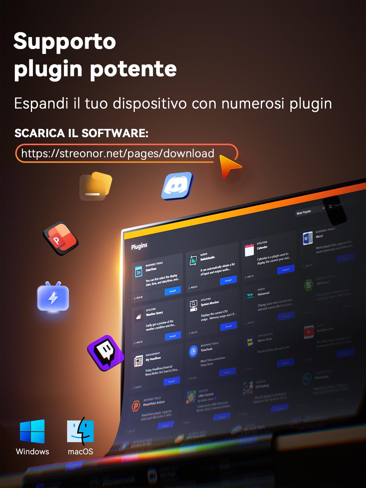STREONOR Stream Control Deck Pro S10 con 10 tasti Touch Bar 4 manopole | Stream Controller per OBS, Twitch, Discord, ecc., ideale per streaming, editing video e gaming, compatibile Mac/Windows