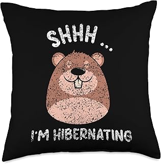 Sleepy Hibernation Hibernating Hibernate Sleep Shhh Sleepy Sleeping Hibernation Throw Pillow, 18x18, Multicolor