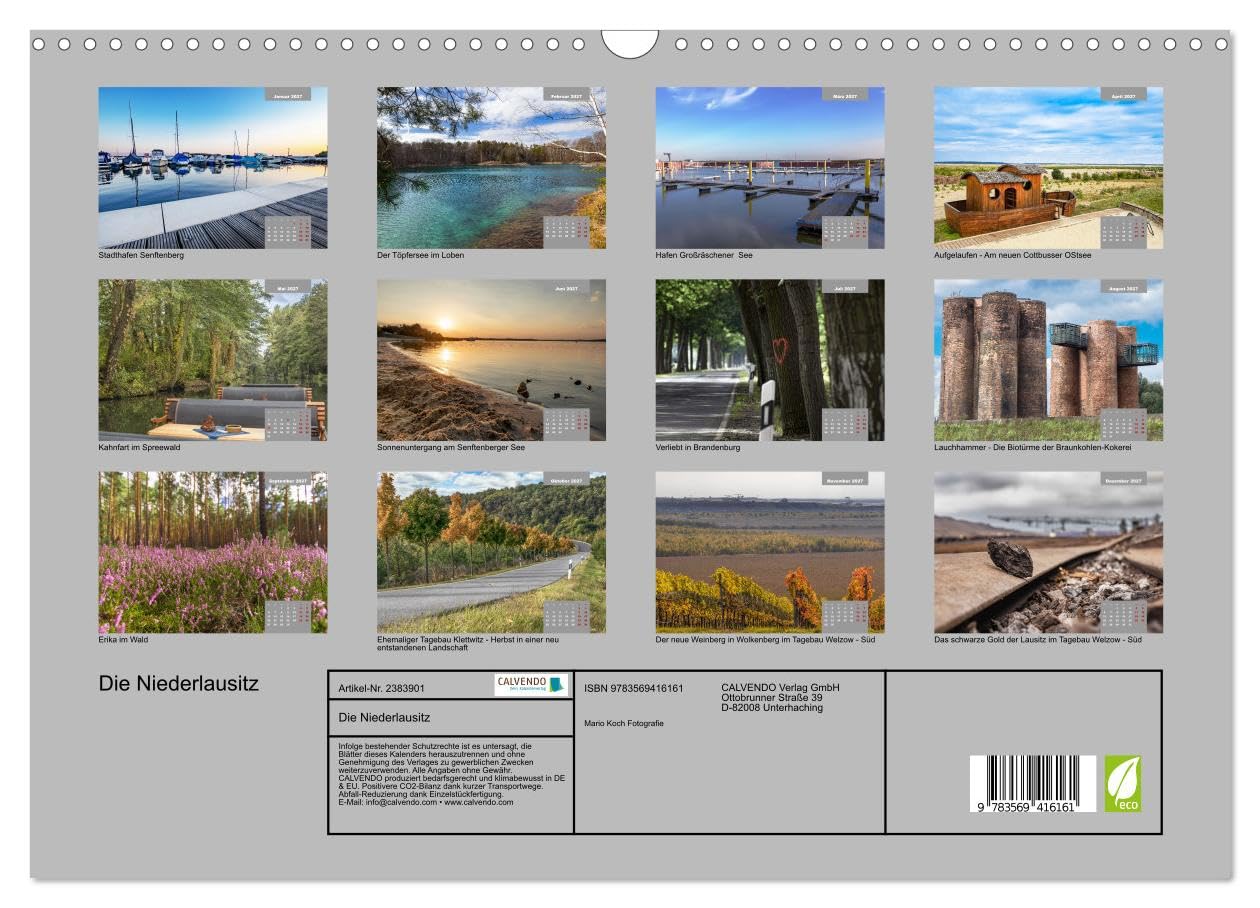 CALVENDO - Die Niederlausitz (Wandkalender 2027 DIN A3 quer), Monatskalender: Eine außergewöhnliche Bildersammlung aus der Niederlausitz