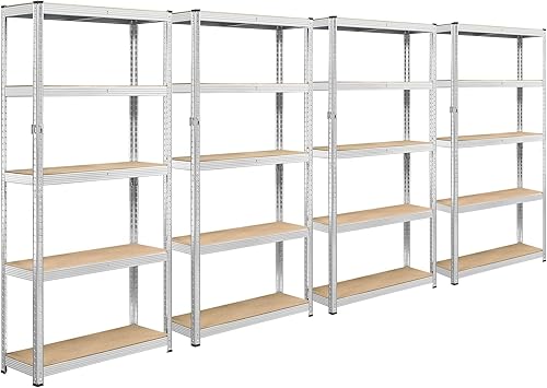 Miniatura 1 de Topeakmart 4 estantes de almacenamiento de 5 niveles ajustables de metal, estantes utilitarios, estantes de almacenamiento de garaje para almacén,