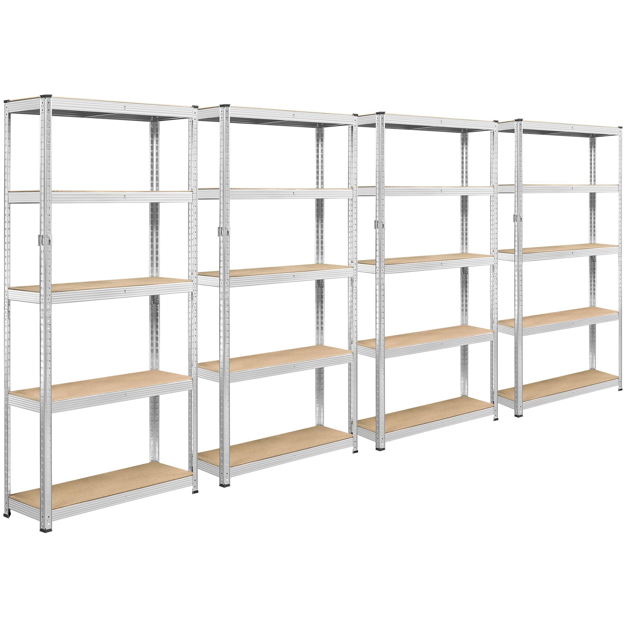 Topeakmart 4PCS Metal Shelving Unit 5 Tier Storage Shelves Garage Shelving Heavy Duty Utility Rack for Warehouse Garage Pantry Kitchen- Silver, 35.5 x