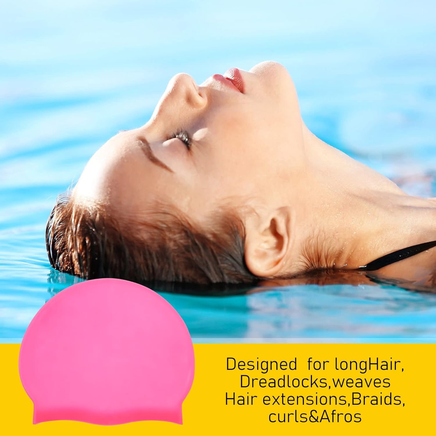 9 Pieces Unisex Swim Cap Silicone Waterproof Swimming Hat Flexible Silicone Swimming Cap for Women Men Kids Adults, Bathing Swimming Caps for Short and Long Hair Black, Lake Blue, Rose Red