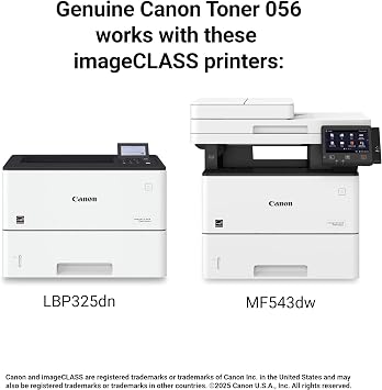 Canon Genuine 056 Black Toner Cartridge Compatible with LBP325dn, MF543dw