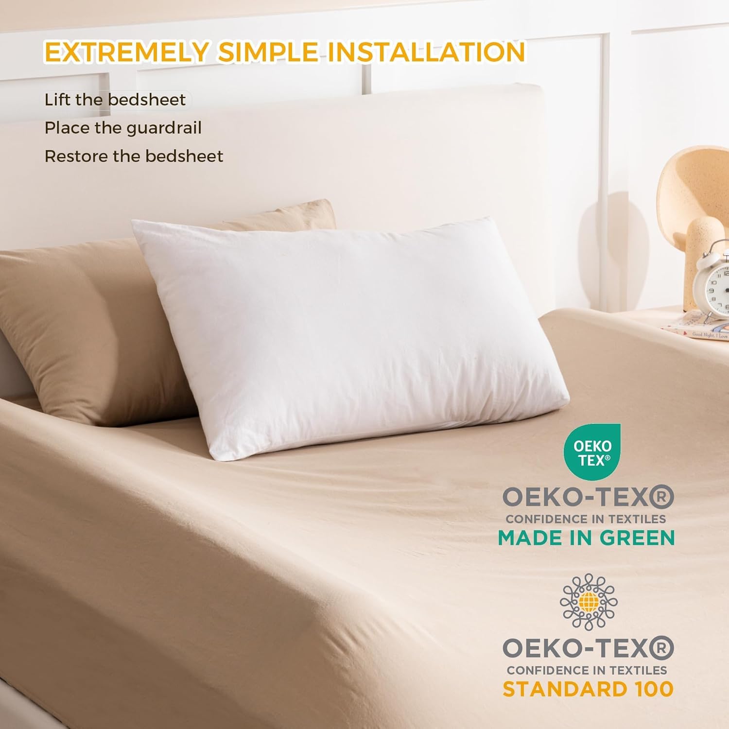 Bed Rail Bumpers for Toddlers with Pad 2PCS - Foam Foldable Bed Bumper Guard with Dual Non-Slip Pads Waterproof Washable Soft Removable Cover Safe Bed Rail for Toddlers, Kids Senior