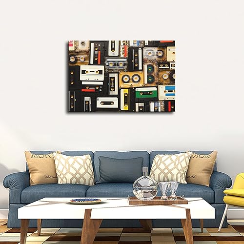 Miniatura 3 de sjkda Póster de cintas de casete de audio retro, impresión en lienzo, moderno, oficina, hogar, dormitorio, decoración, regalo, decoración de pared