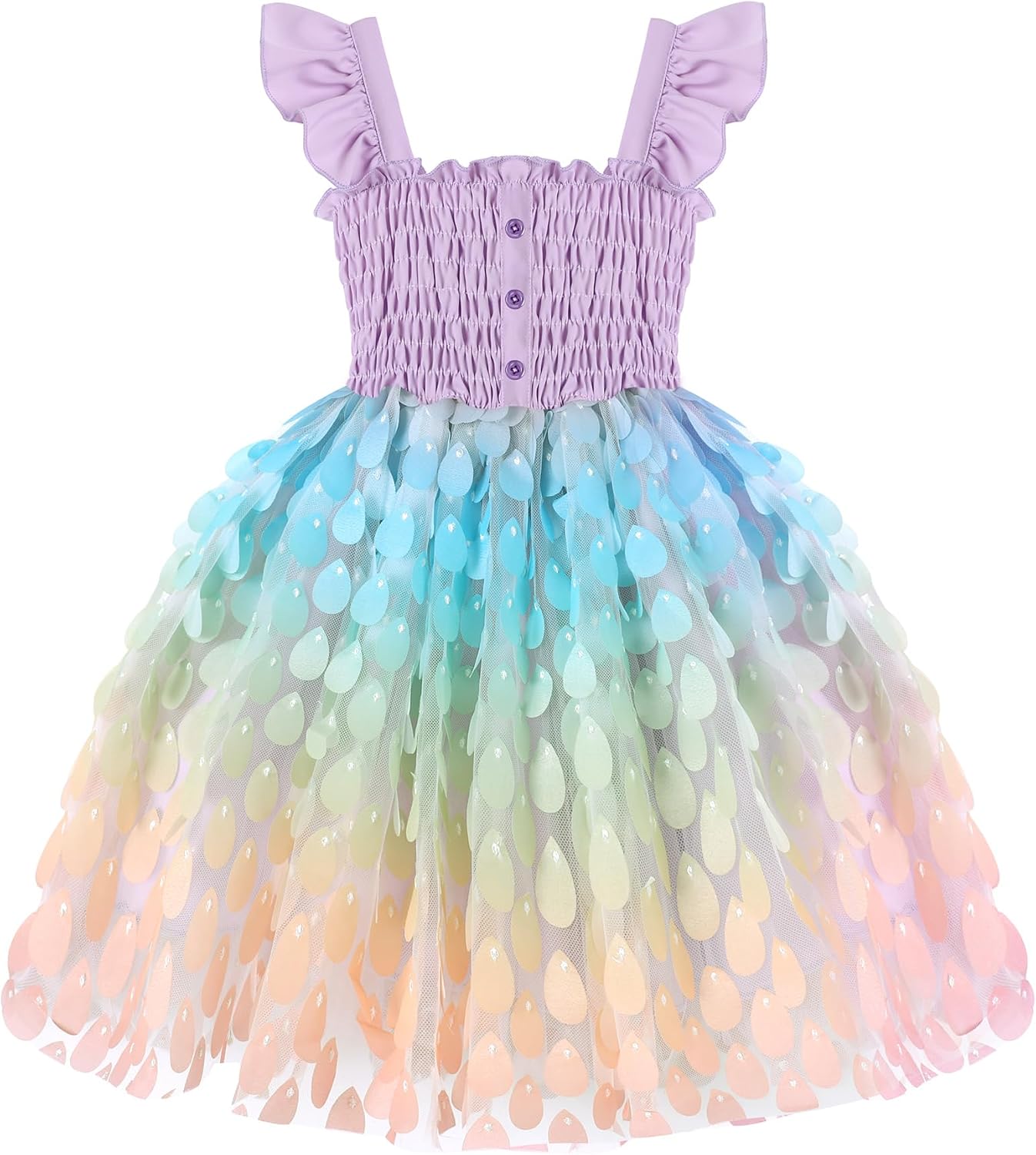 YALLET Girls Dresses Toddler Princess Tulle Tutu Party Birthday Dress Smocked Waist Flowy Swing Flower Girl Dress for 2-7Y