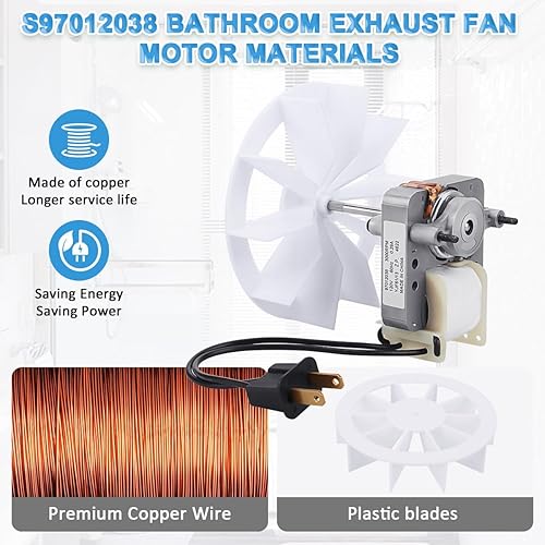 Miniatura 6 de S97012038 - Kit de motores eléctricos de repuesto para ventilador de baño con ventilador de techo para Broan Nu-Tone 659 662 663 668 688 678 120V