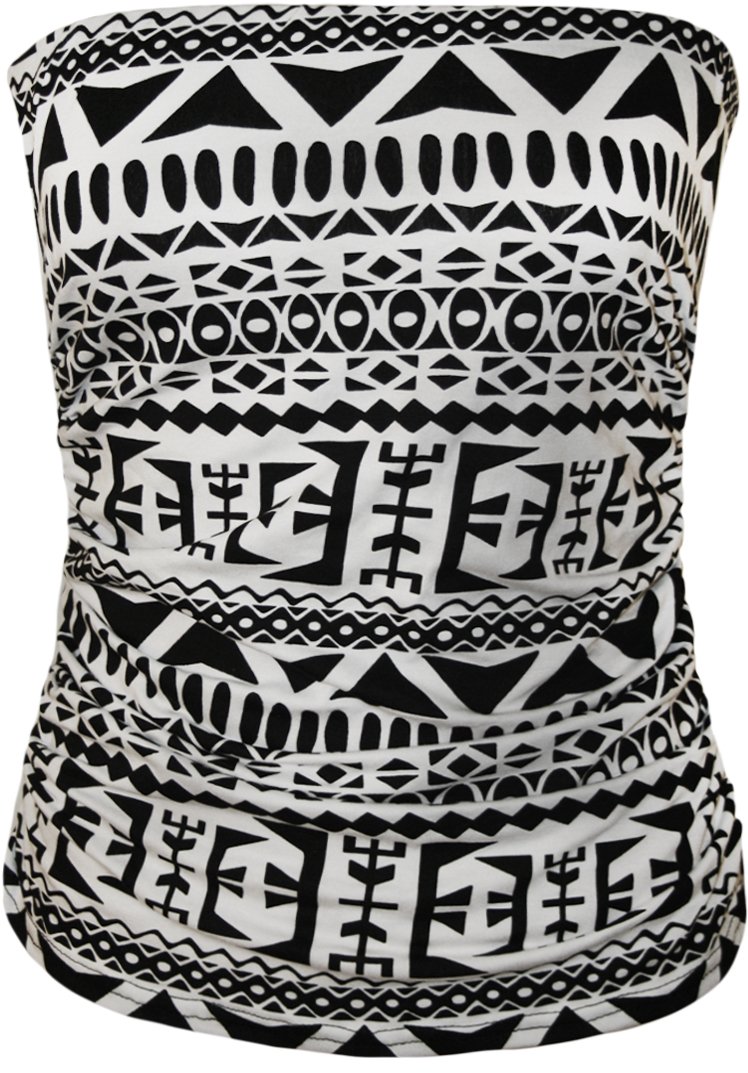 Wearall Women's Big Aztec Animal Aztec Print Strapless Ruched Boob Tube Bandeau Top - 12-14