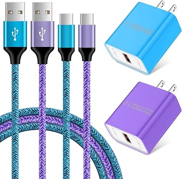 Quick Charge 3.0 Fast Charger Type C Wall Charger Block Plug+6FT Android Phone Charger C Cable for Samsung Galaxy A57 A37 S26 Ultra S25 S24 S23 S22 S21 S20 S10 S9 A17 A56 A16 A35 A25 A15 A54 A14 A53