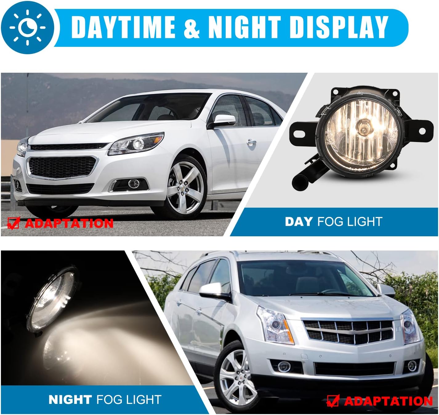 CPW OEM Fog Lights Fit For 2013-2016 Chevy Malibu, Driver & Passenger Driving Fog Lamps For 2014-2017 Chevy SS, 1 Pair Fog Lights For 2008-2009 Saturn Astra & 2010-2015 Cadillac SRX (Black/Clear)
