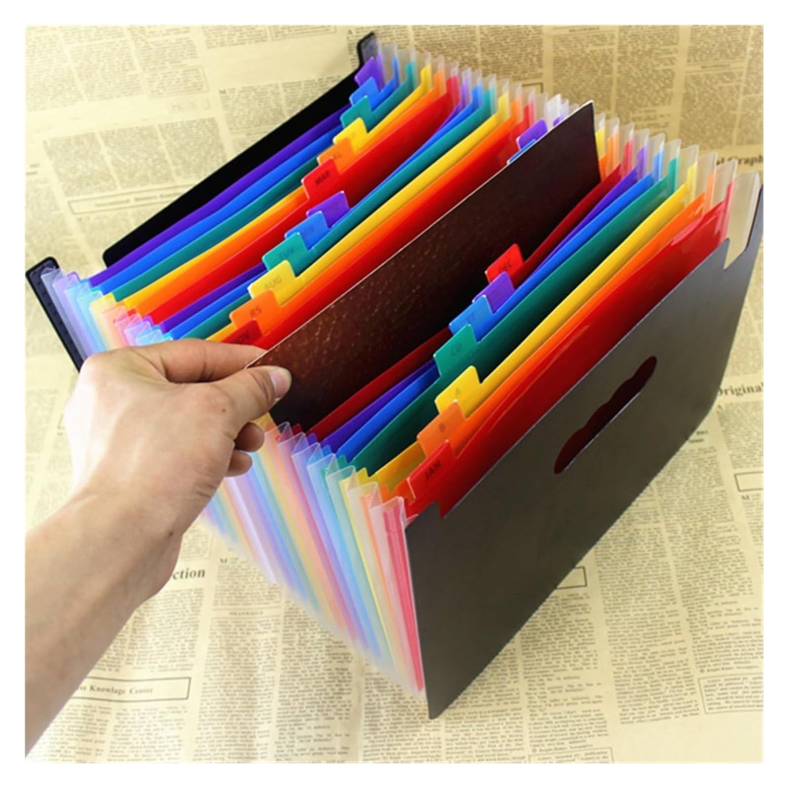 Aktenordner mit Ziehband, Erweiterbarer Aktenordner, multifunktionales Studentenbüro, PP, mehrschichtige Organ-Pack-Datentasche for Zuhause, Büro und Schule(140x33x23.5cm)