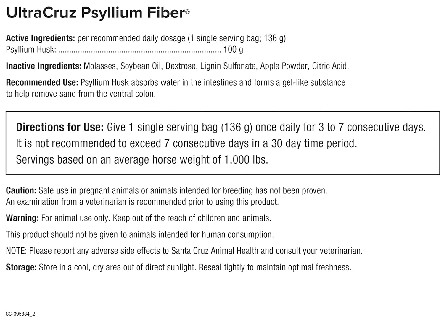 UltraCruz Equine Psyllium Fiber Supplement for Horses, 60 Single Servings, Pellet (60 Day Supply) : Health & Household