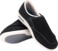 Vista 6 de Zapatos diabéticos para mujer, ligeros, de ancho ancho, con cierres ajustables para edema diabético, fascitis plantar, juanetes, artritis, pies