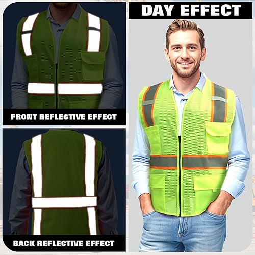 Miniatura 8 de Chalecos de seguridad con logotipo personalizado (S, M, L, XL, 2XL, 3XL, 4XL) Chalecos de seguridad reflectantes de alta visibilidad Clase 2