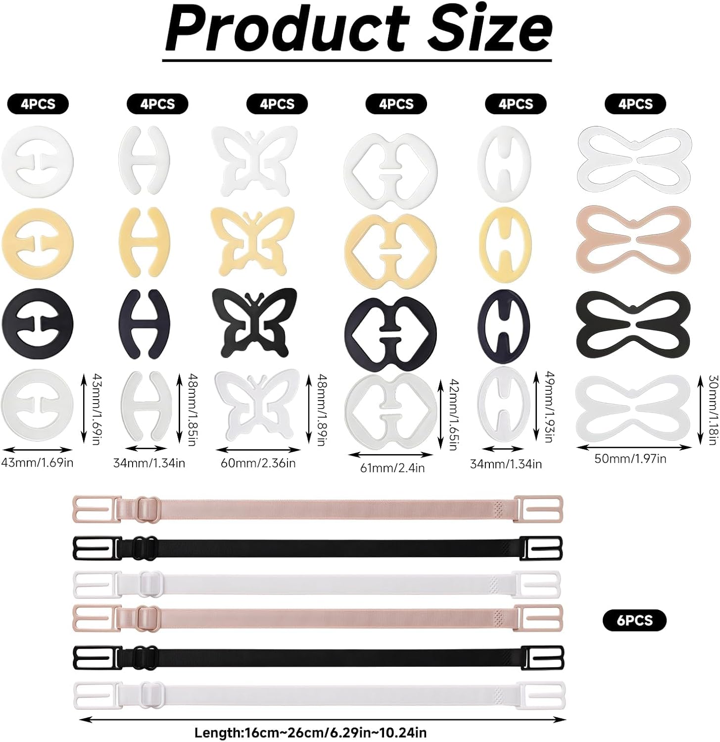 3 Pairs Adjustable Bra Strap | Replacement for Swimwear & Dresses, Elastic Straps with Hooks