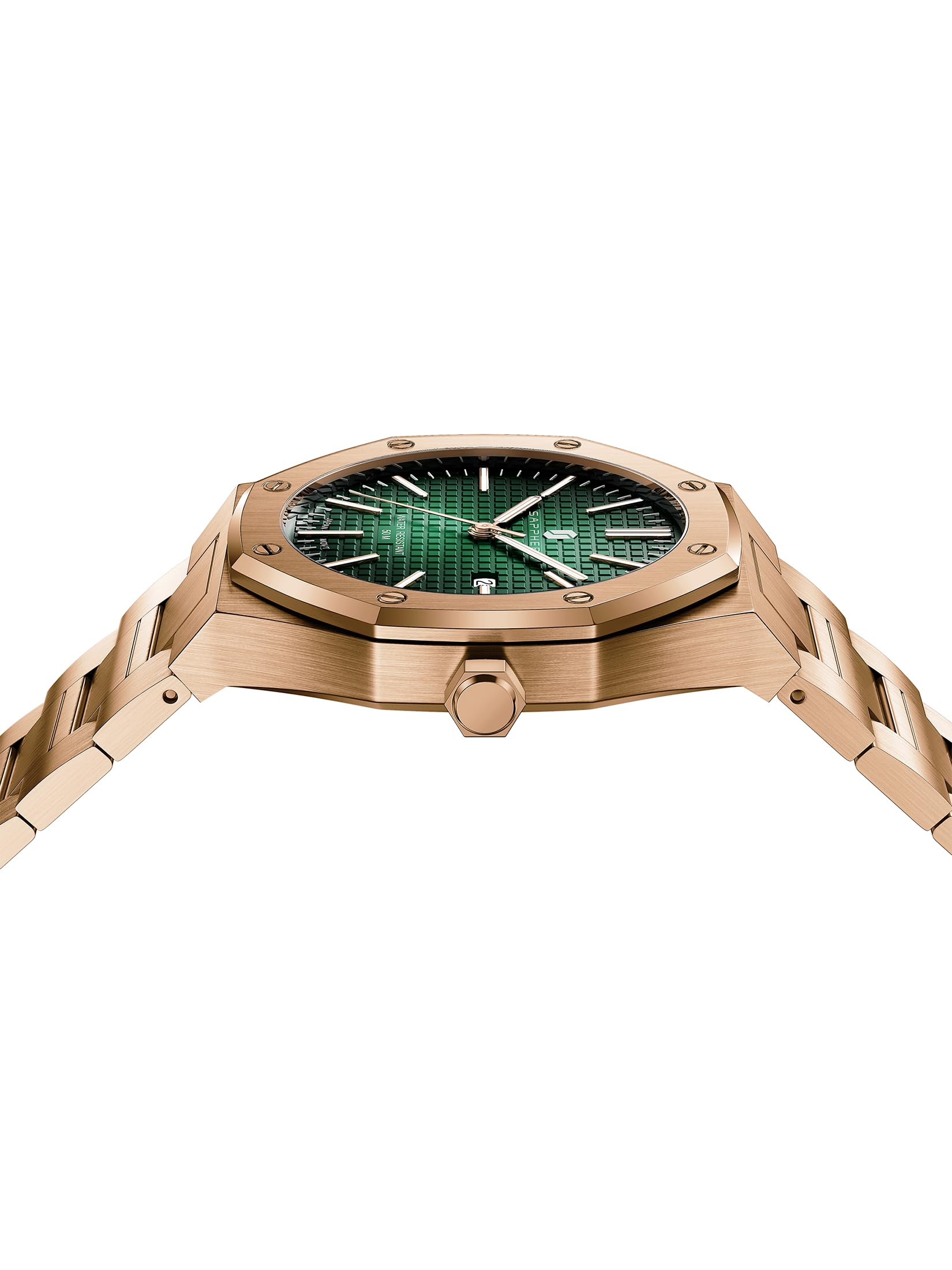 SAPPHERO Orologio da uomo impermeabile 30 m, orologio da polso da uomo, in acciaio inox, cinturino in pelle, cronografo, anti graffio, orologio da uomo, analogico, al quarzo, business, casual, con
