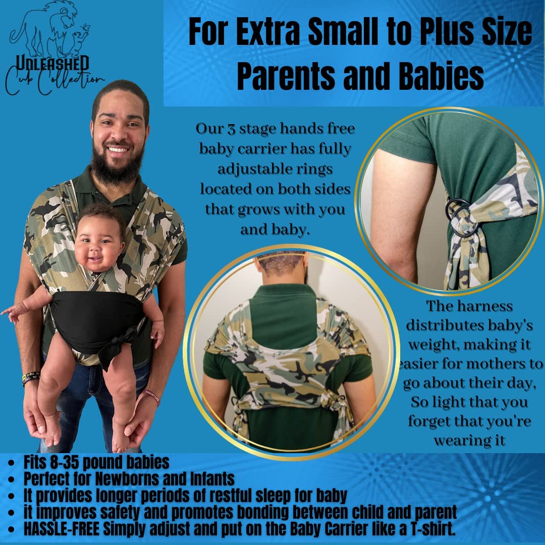 Unleashed Baby Wrap Carrier Sling, Infant Carrier Slings for Babies Boys Girls, Soft and Breathable Baby Carrier for Newborns with Adjustable Belt for Mom and Dad, Fits Up To 35lbs