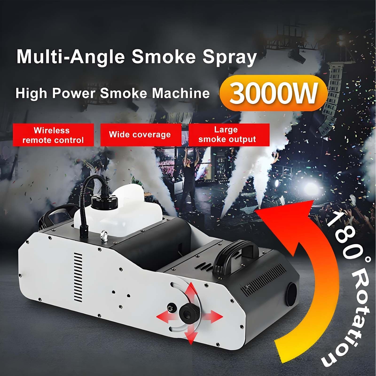 MáQuina De Humo AutomáTica De 3000 W, Nebulizador PortáTil con Tanque De 3 L para DJ, Bodas, Fiestas, Escenario, MáQuina De Humo PortáTil para Exteriores con Control Remoto